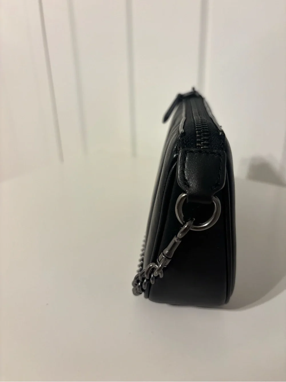 Coach Black Quilted Leather Chain Wristlet